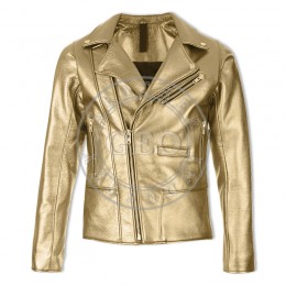 Men Latest Design Golden Color Best Seller Genuine Leather Jackets